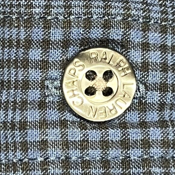 Chaps Ralph Lauren Shirt Mens‎ Medium Blue  Plaid Button Down VTG Cotton Casual - Picture 8 of 15